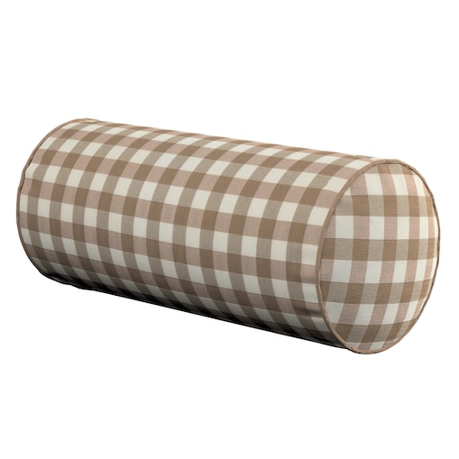 Poduszka wałek prosty, beżowo-biała kratka (1,5x1,5cm), Ø16 x 40 cm, Quadro