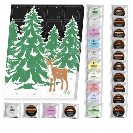 KALENDARZ ADWENTOWY Z KAWĄ I HERBATĄ 2025 - 24 RÓŻNE SMAKI NA KAŻDY DZIEŃ - PREZENT UPOMINEK NA ŚWIĘTA MIKOŁAJA DLA KOBIETY MĘŻCZYZNY FACETA