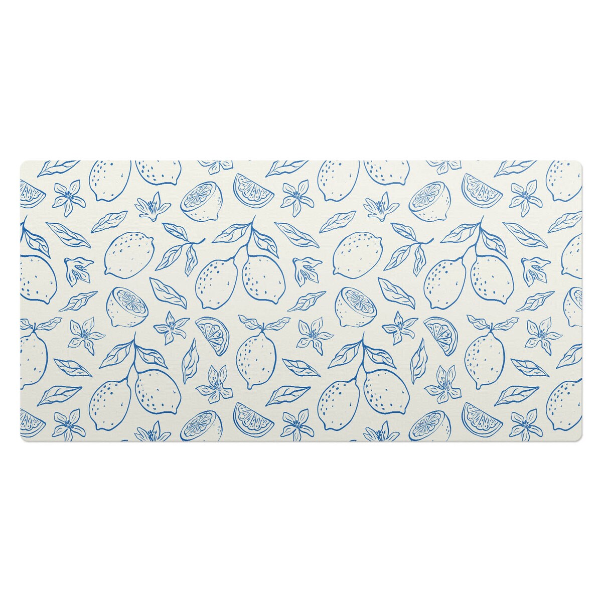 Niebieska mata na biurko Cytrynowy wzór retro, 120x60 cm
