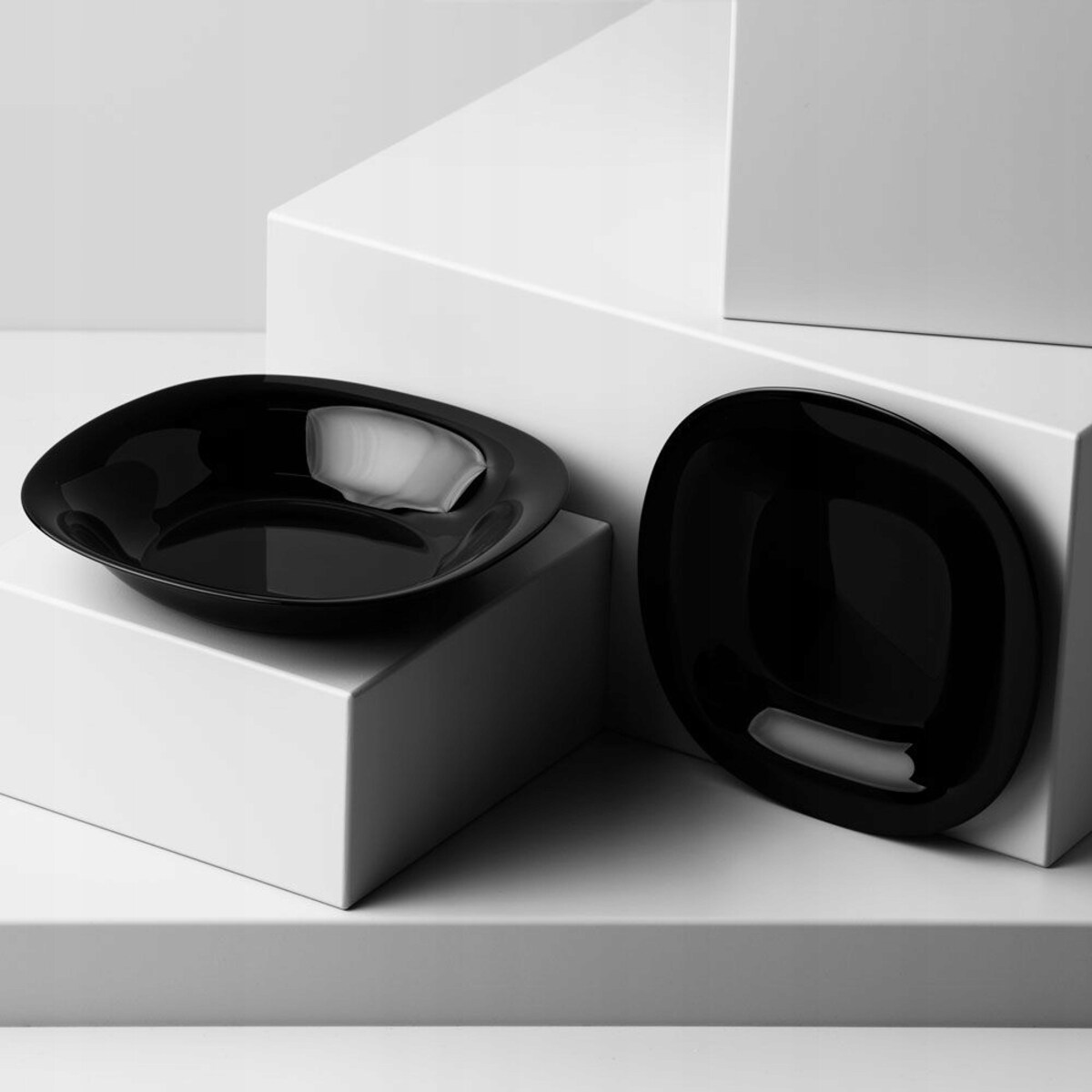 TALERZE GŁĘBOKIE NA ZUPĘ czarny 6x 21 cm LUMINARC kwadratowy carine obiad