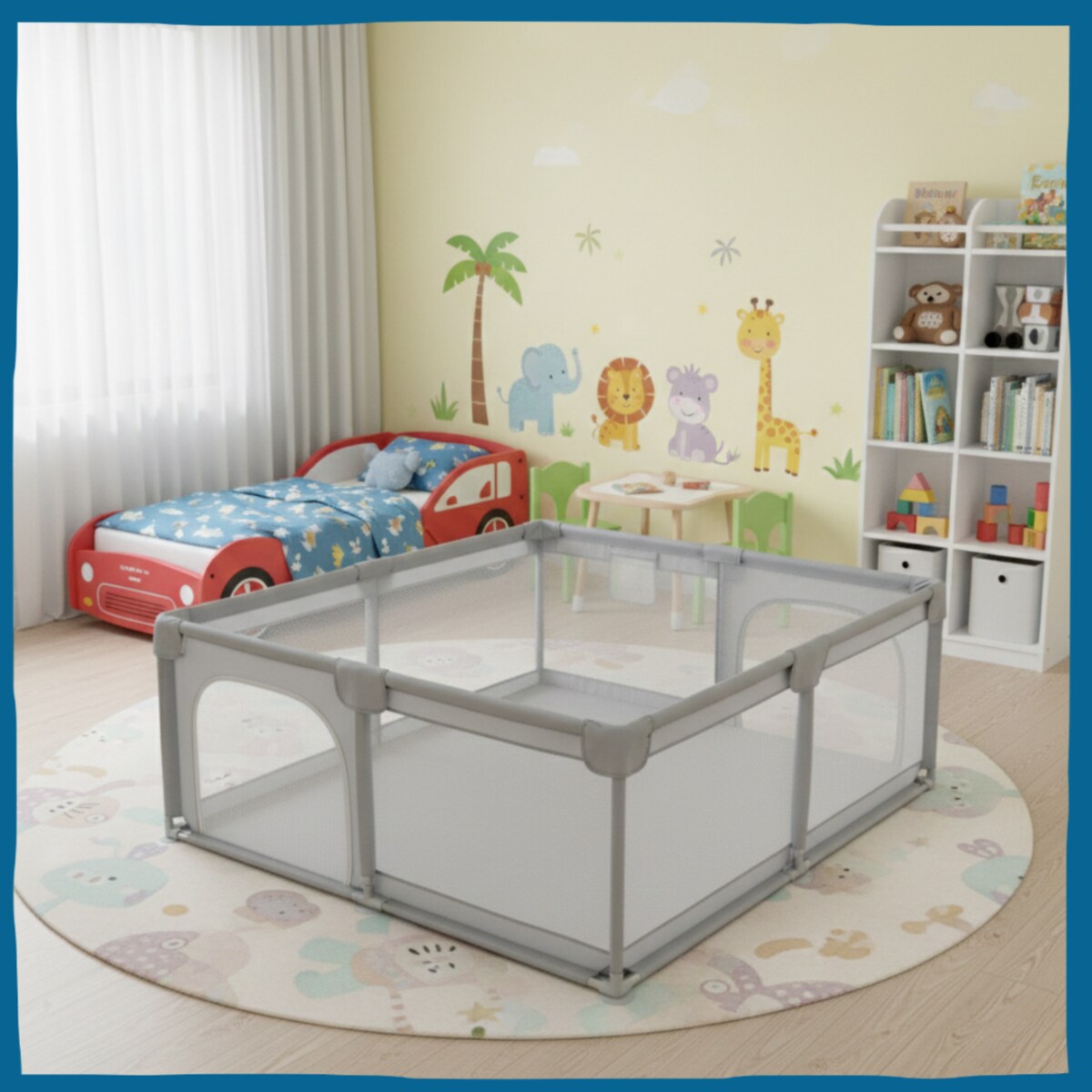 Kojec dla dziecka 150x180 cm suchy basen plac zabaw szary + piłki + torba