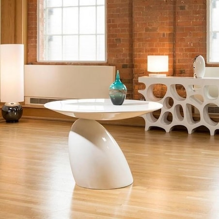 Elegancki stół Fungo Grande do salonu okrągły biały, King Home