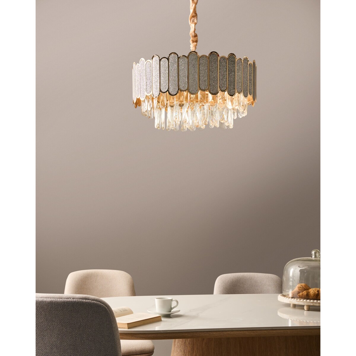 Żyrandol AGUARICO Szkło Mosiężny