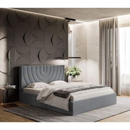 Łóżko tapicerowane 160x200 OLDO 6 z pojemnikiem, do sypialni - szare
