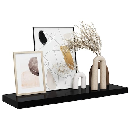 vidaXL Półka ścienna, wysoki połysk, czarna, 80x23,5x3,8 cm, MDF