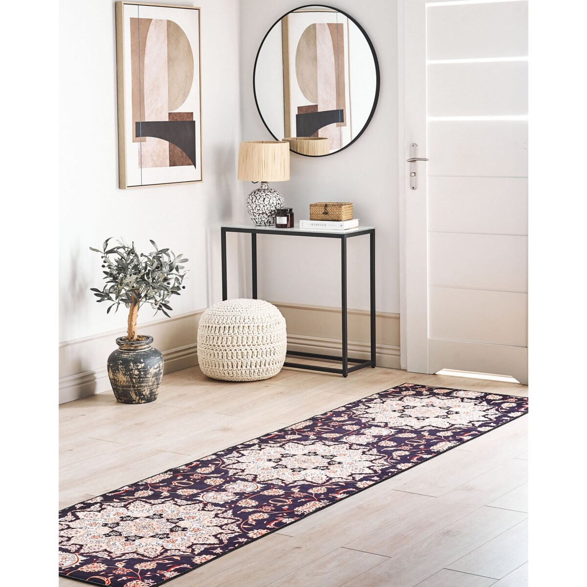 Dywan 80 x 300 cm czarno-beżowy ARITAS