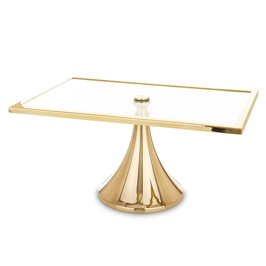 Szklana patera prostokątna 17x34x22 cm złota