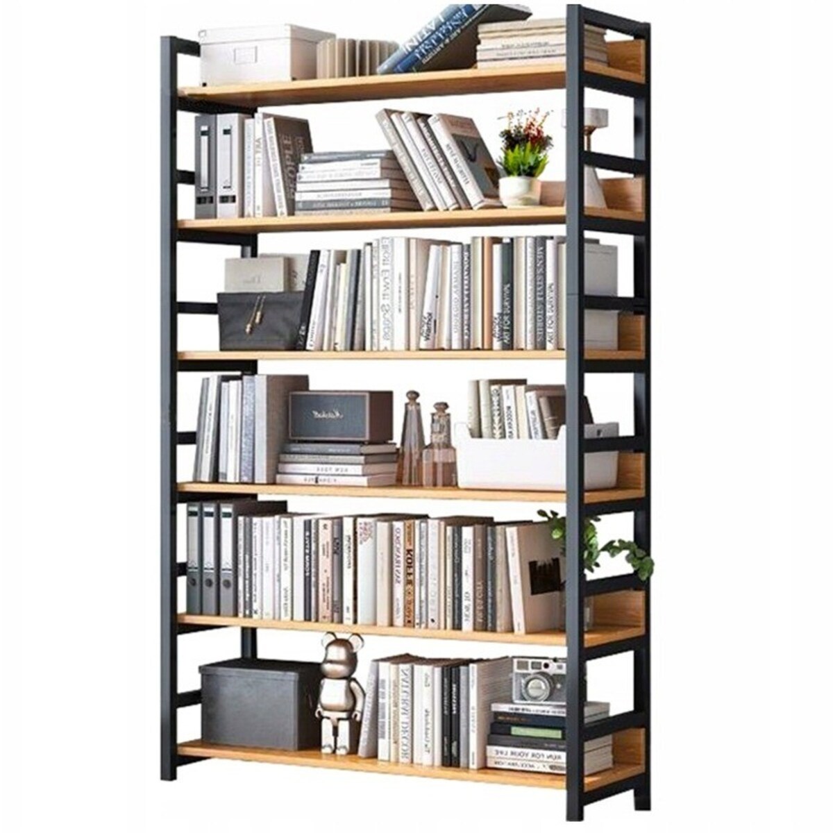 Industrialny Regał Stojący Rustykalny 6 Półek Na Książki Drabinka 174 Cm