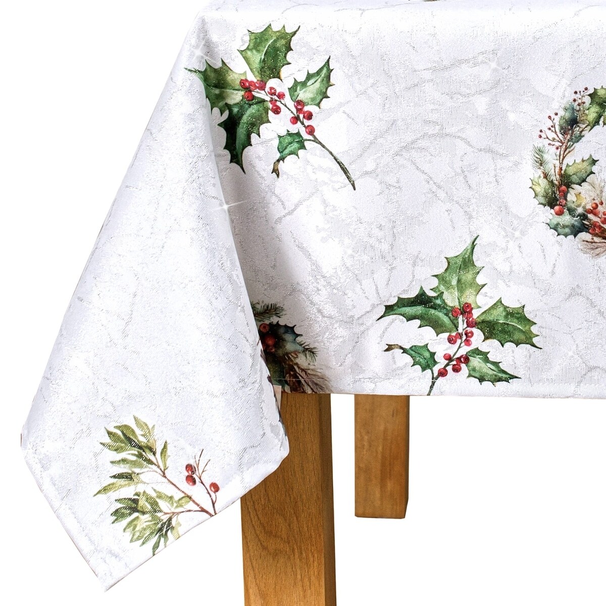 Obrus Jemioła i Wianki - 120x120 cm - wielokolorowy