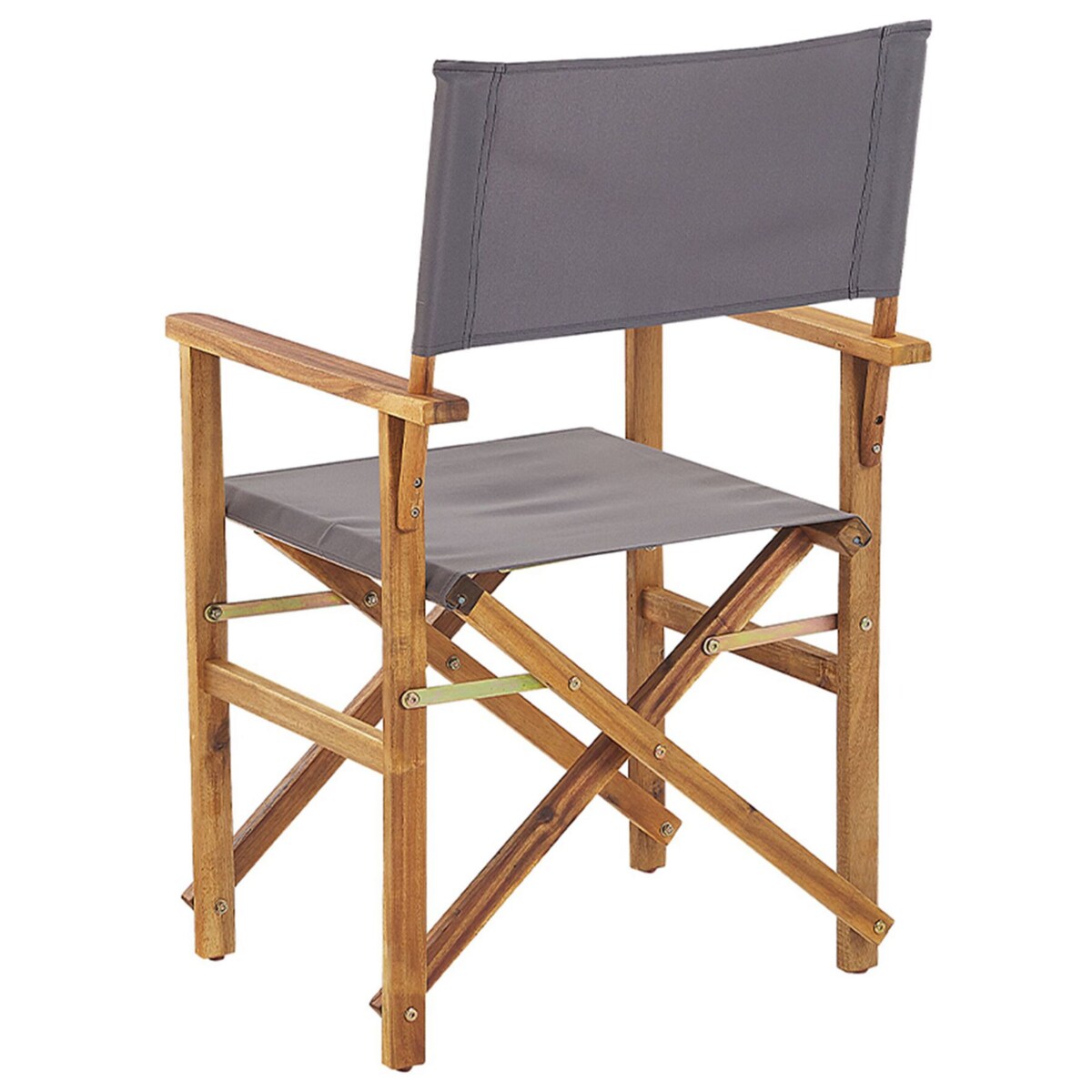 Zestaw 2 krzeseł ogrodowych akacjowy jasne drewno z szarym / wzór w tukany CINE