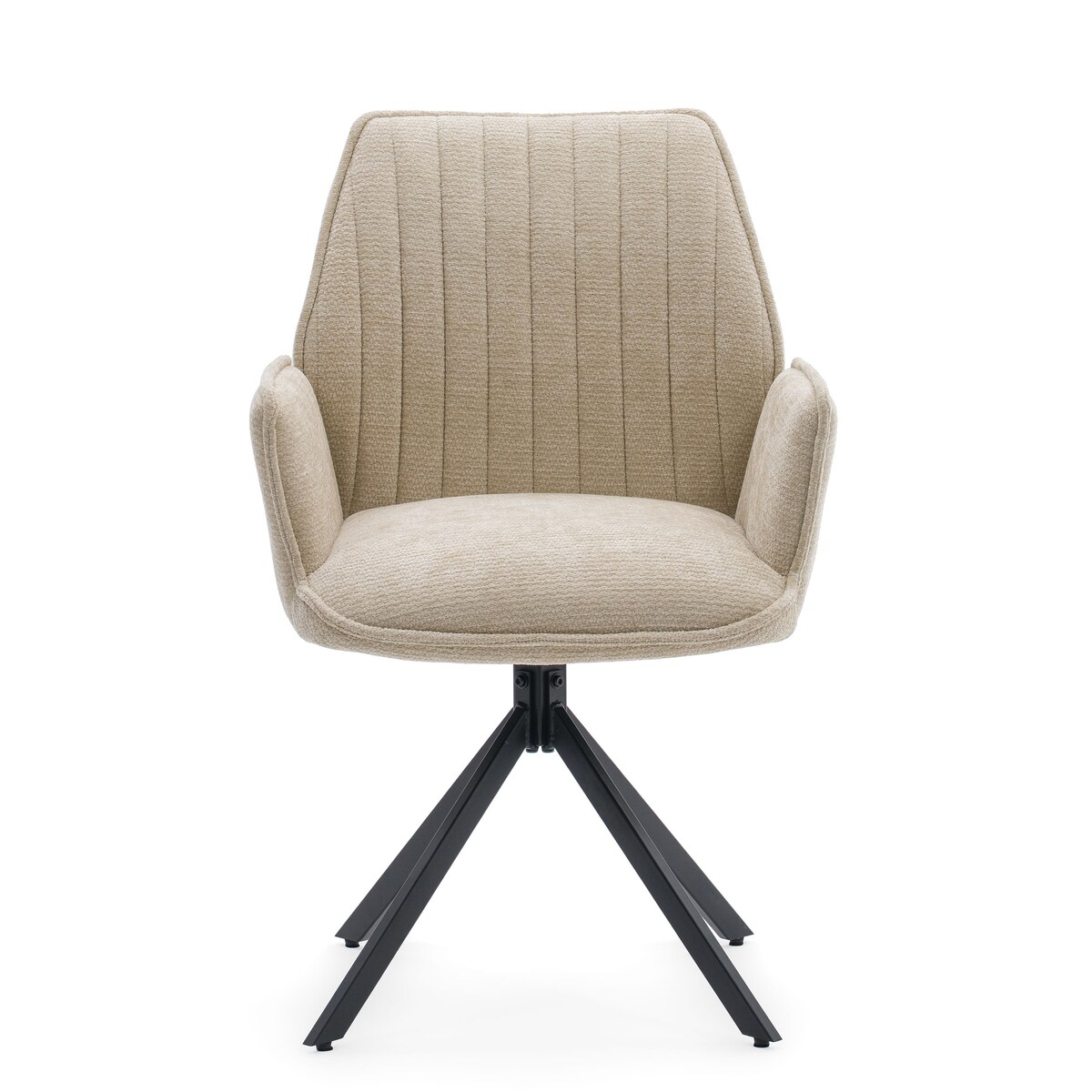 Krzesło tapicerowane obrotowe szenilowe do salonu MERANO jasnobeżowe