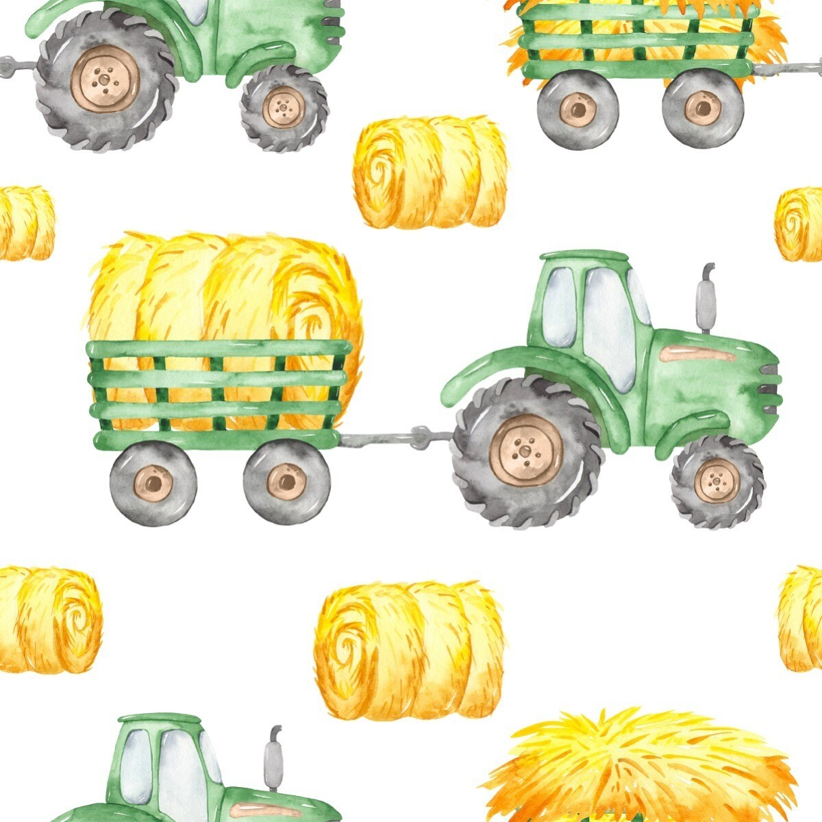 Tapeta Dziecięca TRAKTORY Malowane Akwarelą