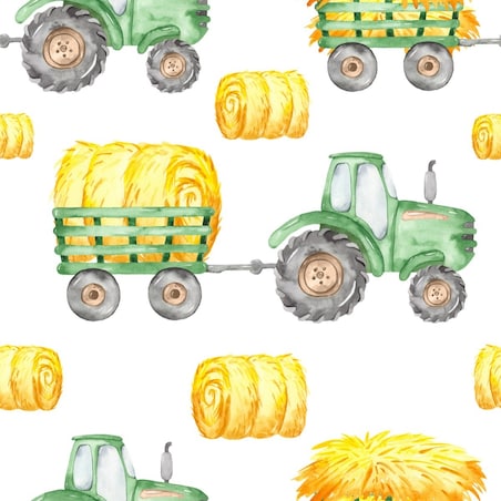 Tapeta Dziecięca TRAKTORY Malowane Akwarelą