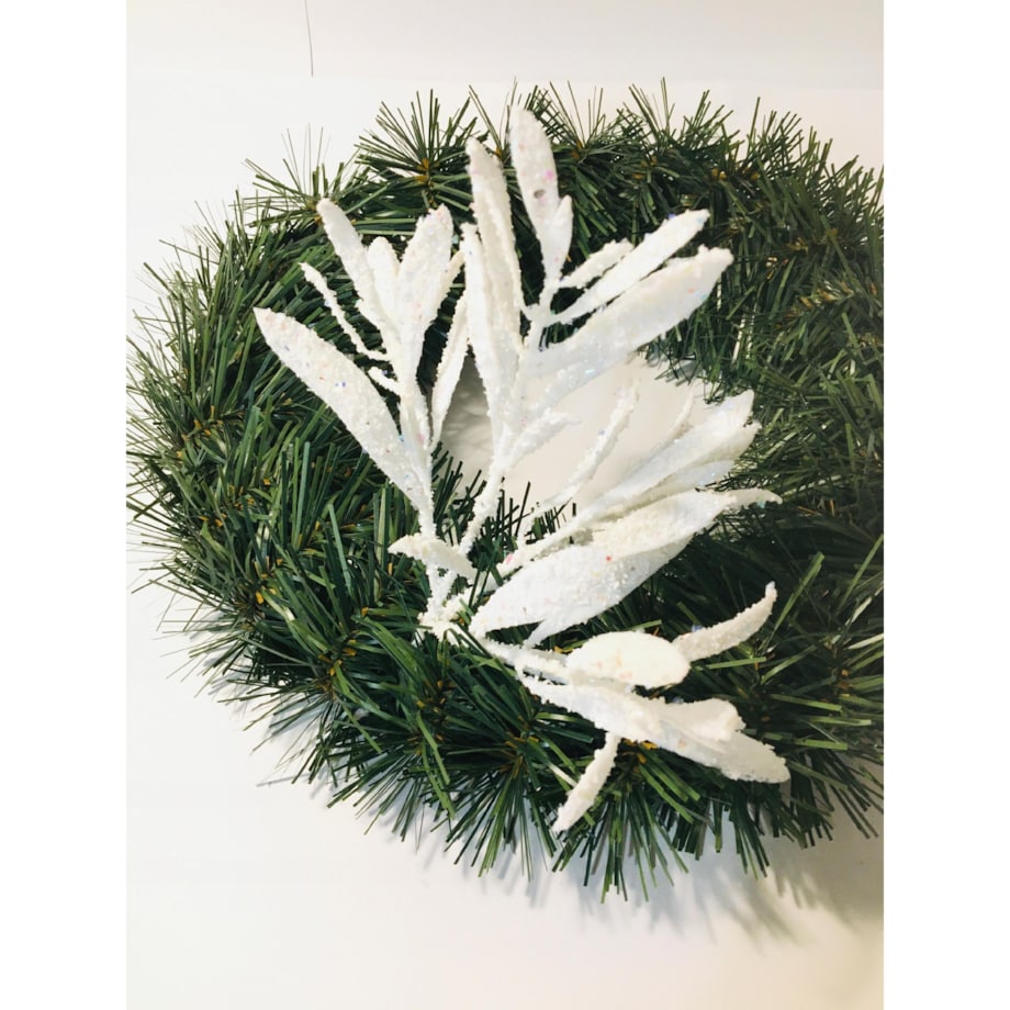 LIŚĆ brokatowy biały GAŁĄZKA do dekorowania stroika święta choinka pik