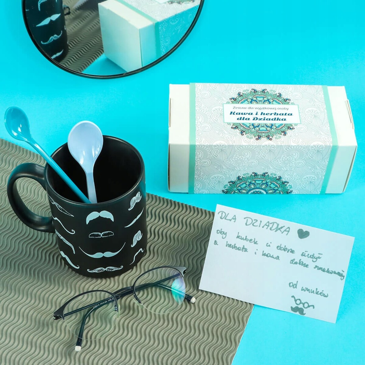 ZESTAW PREZENTOWY Z KAWĄ I HERBATĄ NA DZIEŃ DZIADKA PREZENT UPOMINEK