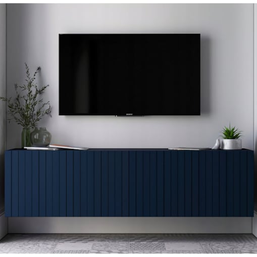 Wisząca Szafka RTV Glamour Komoda RTV Granatowy Mat 150 cm