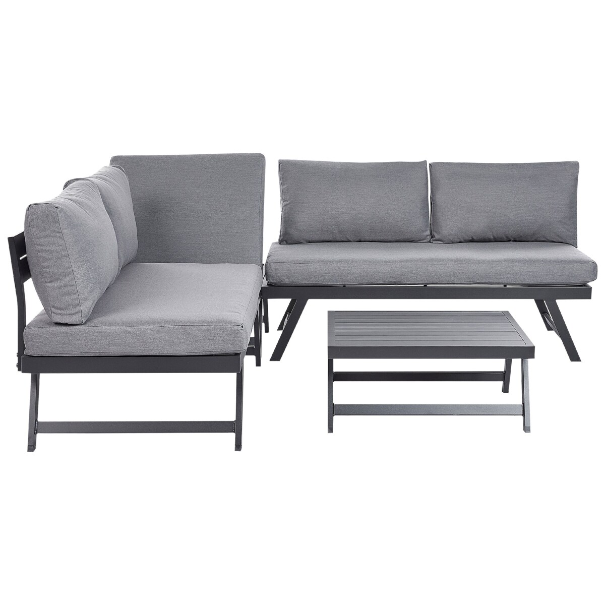 Narożnik ogrodowy ze stolikiem dla 5 osób COCCORINO Metal Szary