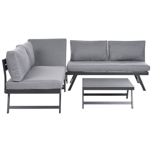 Narożnik ogrodowy ze stolikiem dla 5 osób COCCORINO Metal Szary