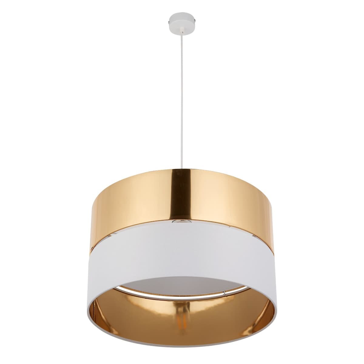 Lampa glamour wisząca Hilton 4771 TK Lighting z tkaniny biała złota