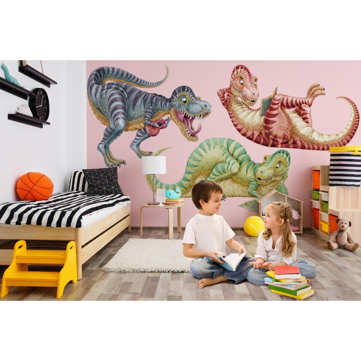 Zestaw naklejek na ścianę, Pastelowe dinozaury, 100cm