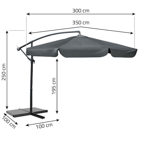Parasol ogrodowy z wysięgnikiem pokrowiec 6 segmentów ø 350cm Plonos