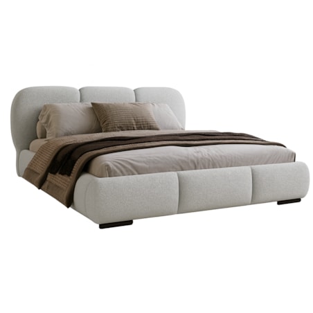 Łóżko tapicerowane 200x200 ROZA z pojemnikiem na pościel jasnoszare