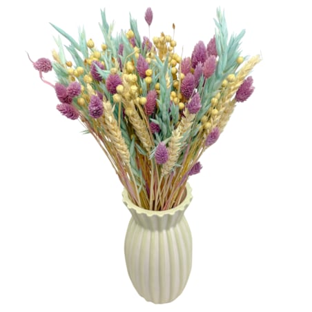Bukiet suszonych kwiatów Mint&Violet - pszenica, len , phalaris