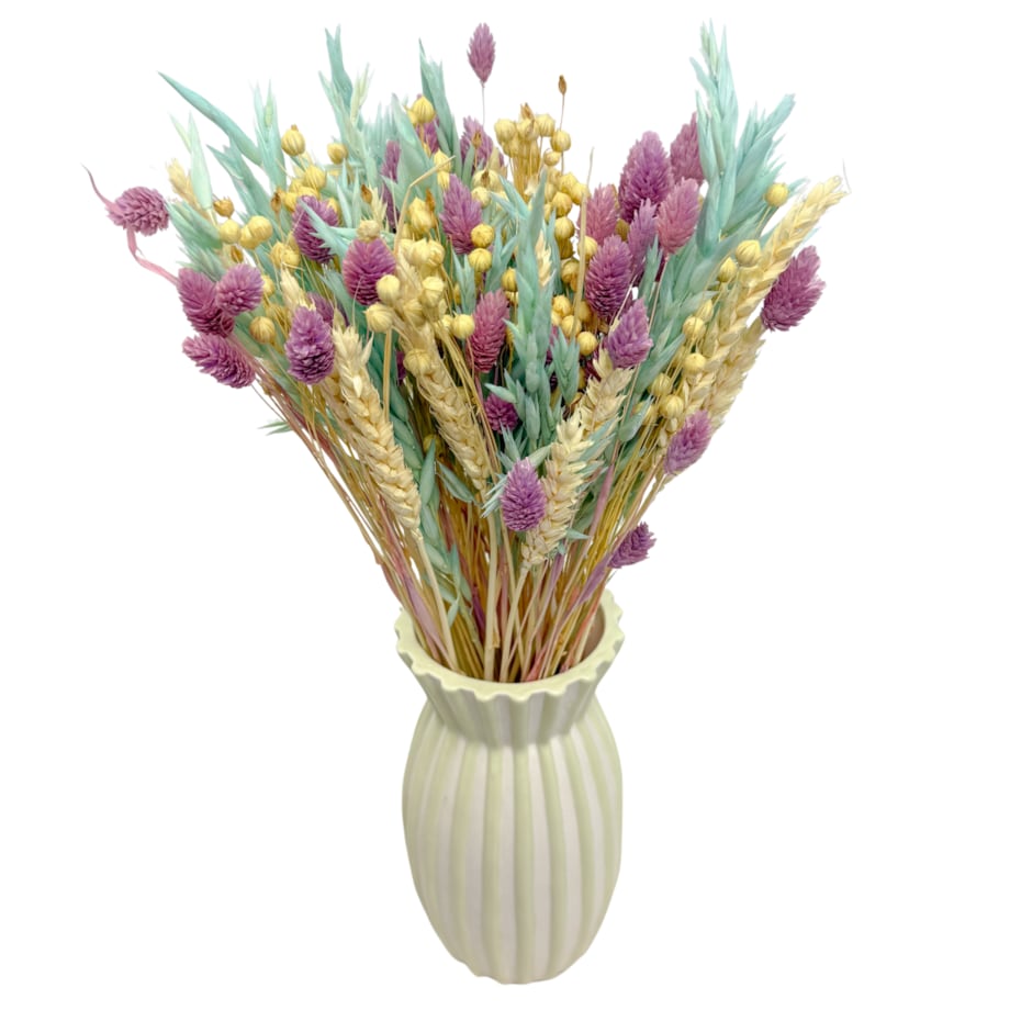 Bukiet suszonych kwiatów Mint&Violet - pszenica, len , phalaris