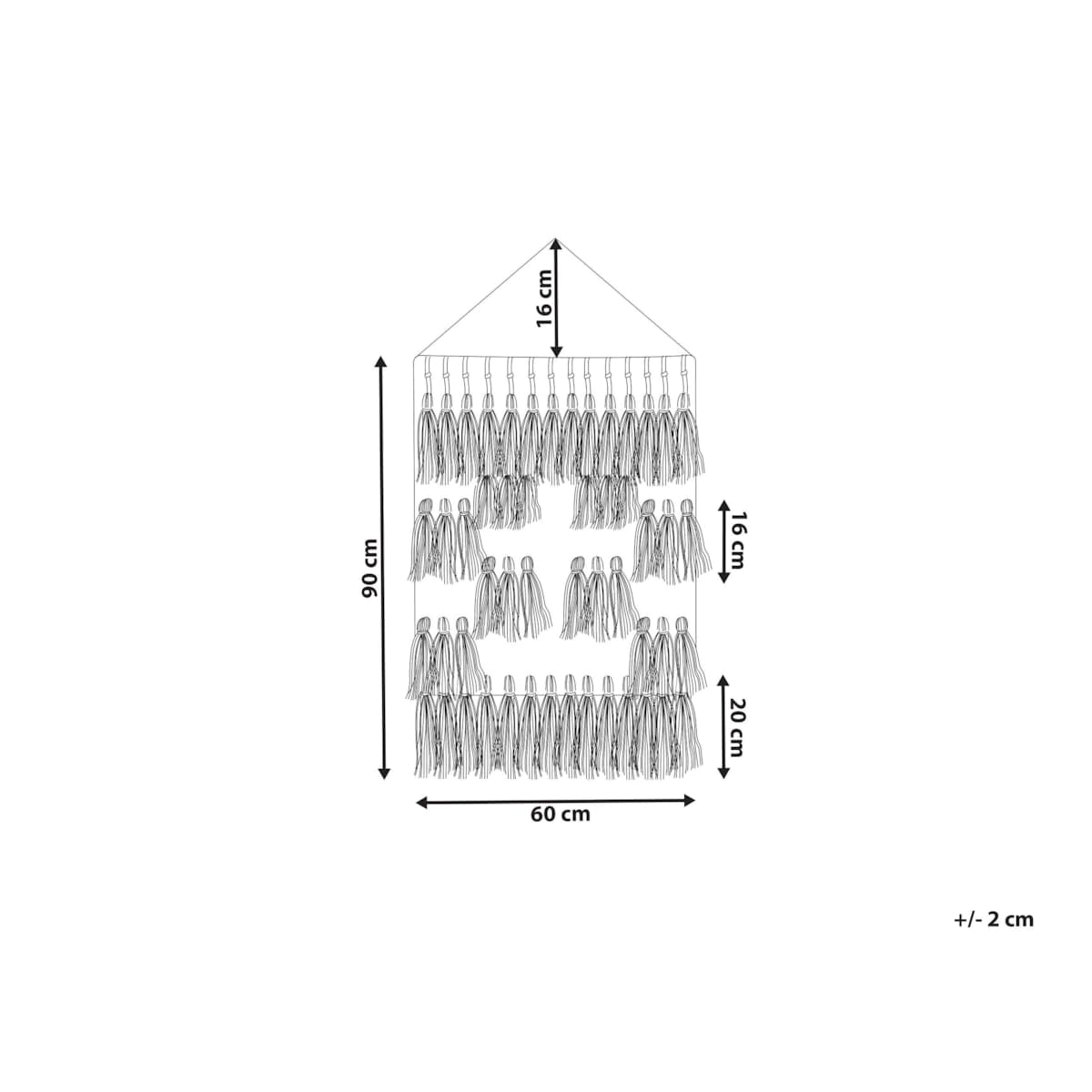 Dekoracja ścienna z frędzlami szara JIWA