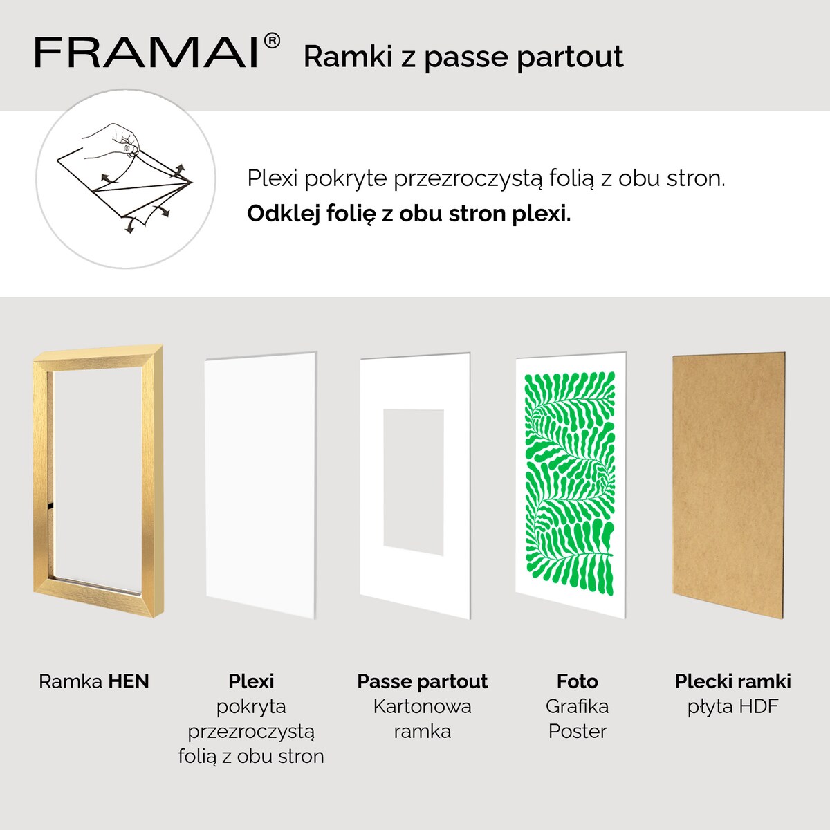 Złota ramka na zdjęcia HEN PASS Z 70x100 cm z passe partout (50x70 cm)