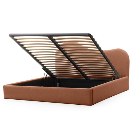 Łóżko tapicerowane 160x200 cm miedziane bouclé Vibo