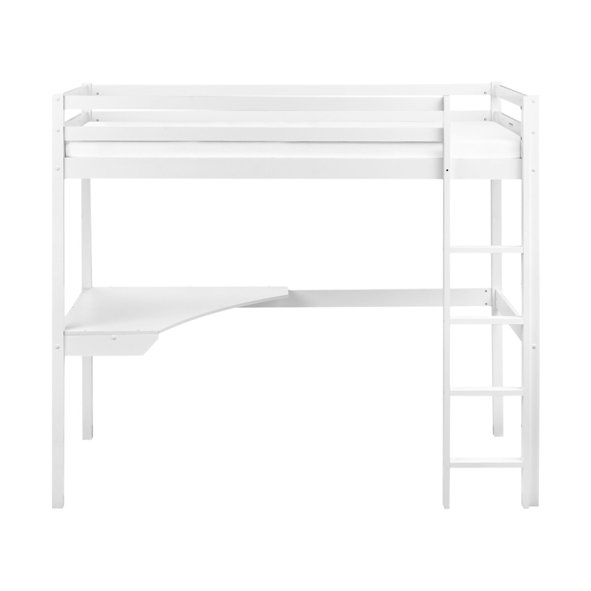 Łóżko na antresoli z biurkiem Drewno sosnowe LOURY 90 x 200 cm Biały