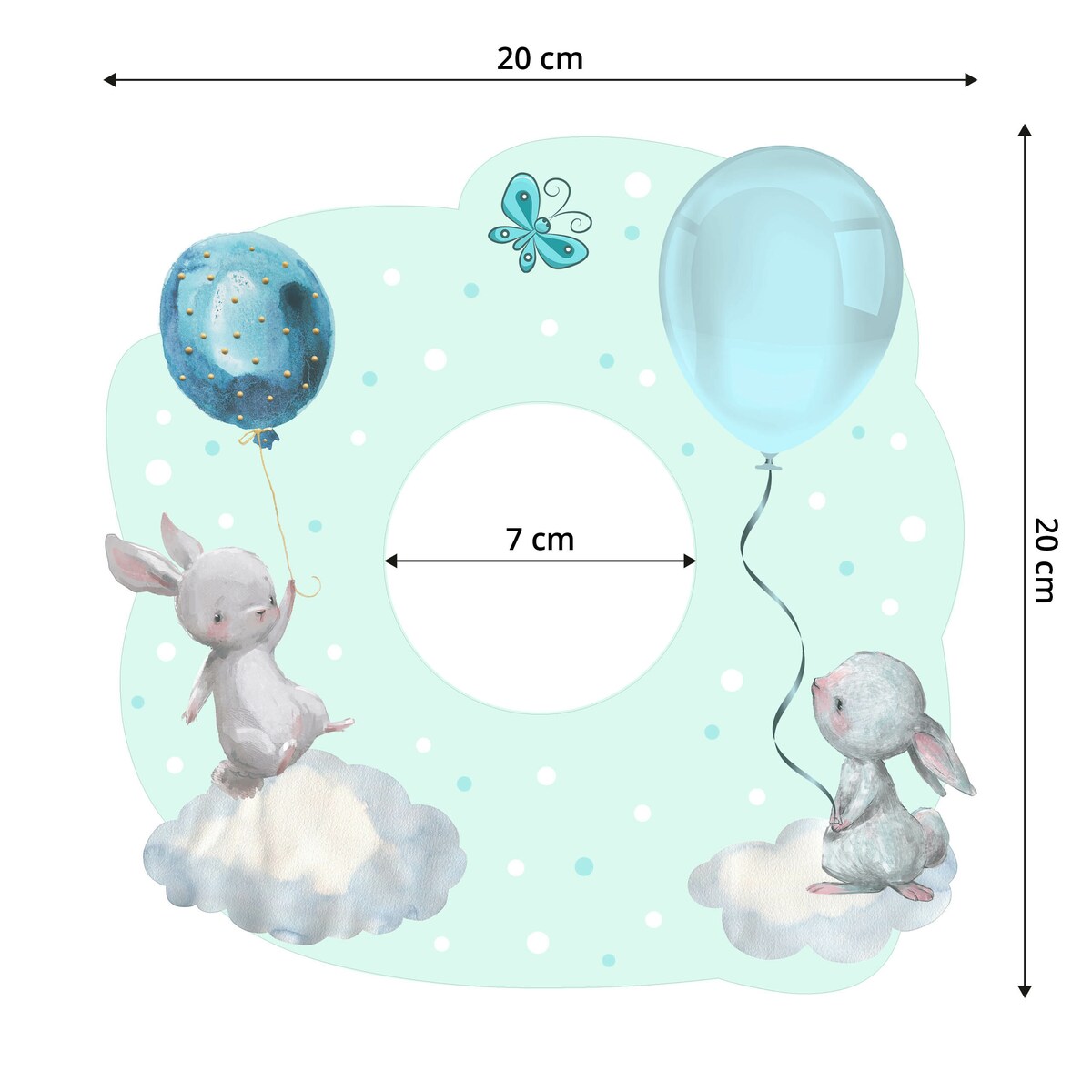 Naklejka Pod Włącznik Światła Króliczki Chmurki Kropki Motylek Dla Dzieci 20x20cm