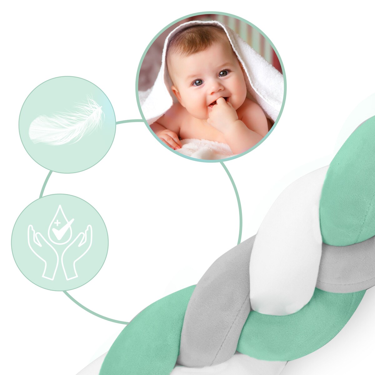 Ochraniacz do łóżeczka warkocz otulacz pleciony 3m Ricokids