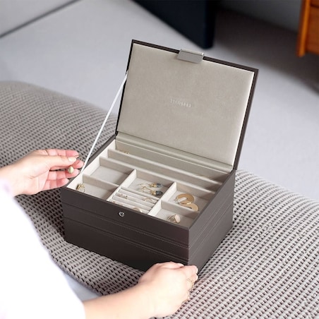 Szkatułka na biżuterię Stackers potrójna classic brązowoszara