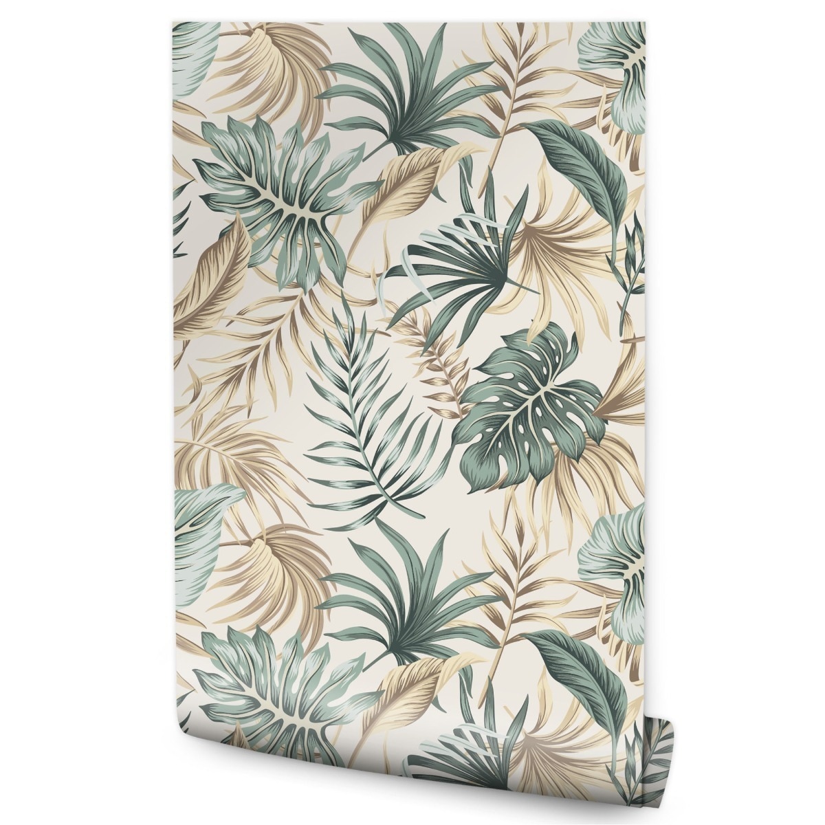Tapeta LIŚCIE Tropikalne Na Beżowym Tle
