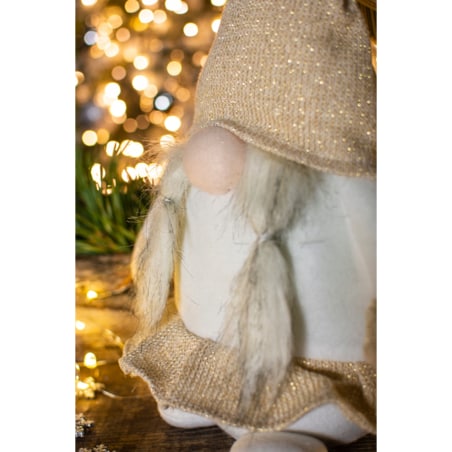 Skrzat Świąteczny Krasnal Gnom Mikołaj Na Święta Dekoracja Beżowy