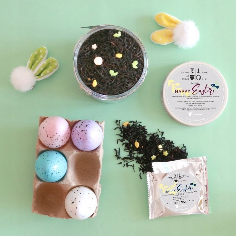 Herbata czarna sypana liściasta HAPPY EASTER prezent upominek na Wielkanoc Zajączka dla kobiety faceta