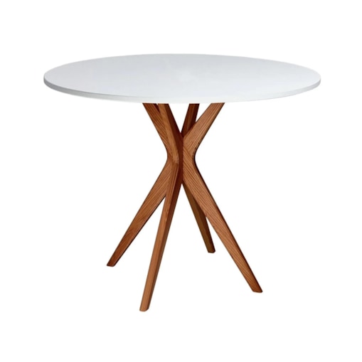 Stół okrągły CUTTI 80x80 biały/dąb