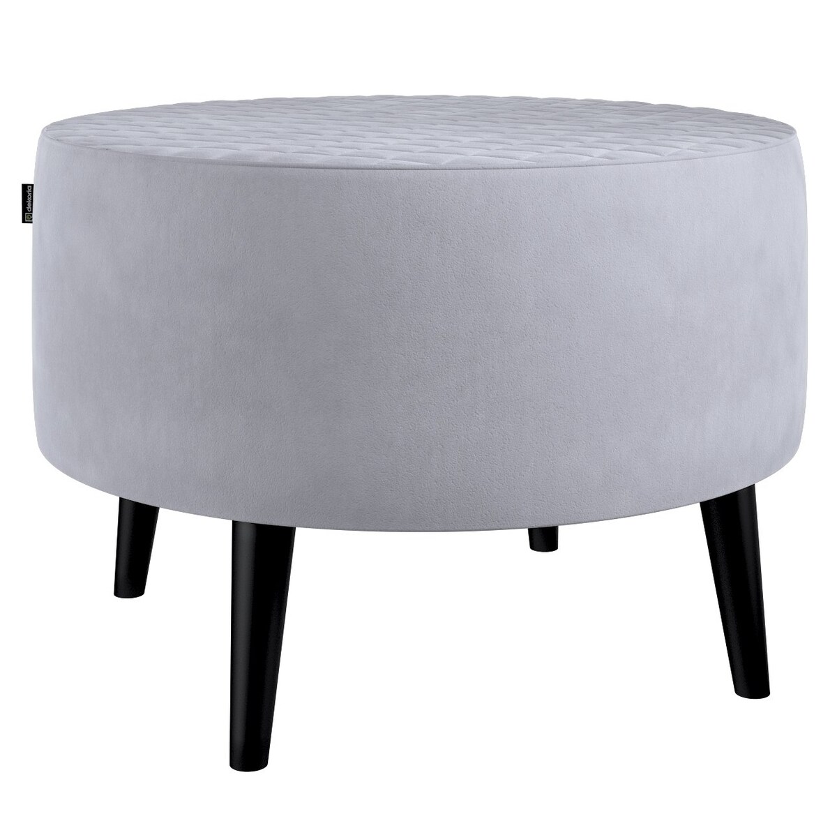 Podnóżek okrągły pikowany, srebrzysty szary, Ø60 x 40 cm, Velvet