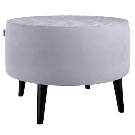 Podnóżek okrągły pikowany, srebrzysty szary, Ø60 x 40 cm, Velvet