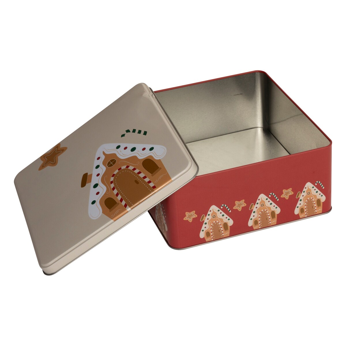 Puszka 3 szt. metalowa na ciastka świąteczne 18x18x8,5 cm POTERA czerwona