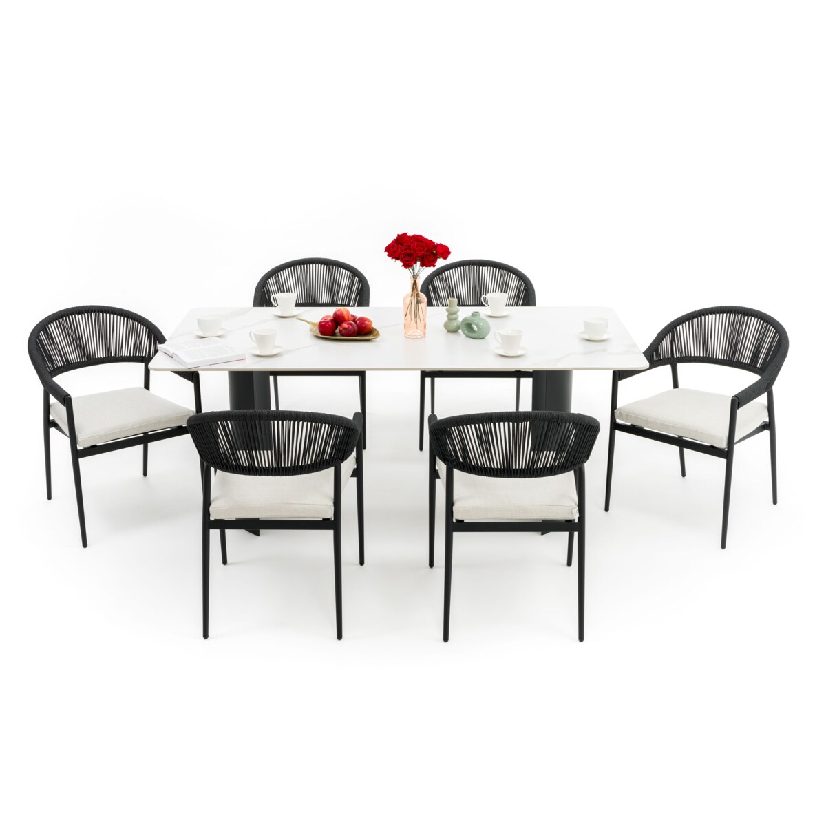 Zestaw mebli ogrodowych aluminiowe nowoczesne BELIZE LUX biało beżowe