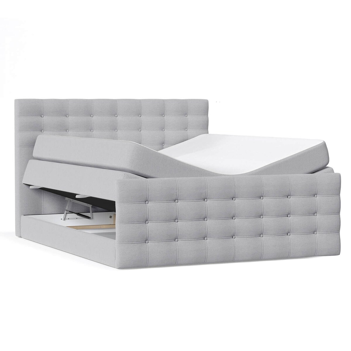 Łóżko kontynentalne STATE 120x200 z pojemnikiem, Jasny Szary, tkanina Megan 364