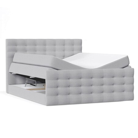 Łóżko kontynentalne STATE 120x200 z pojemnikiem, Jasny Szary, tkanina Megan 364