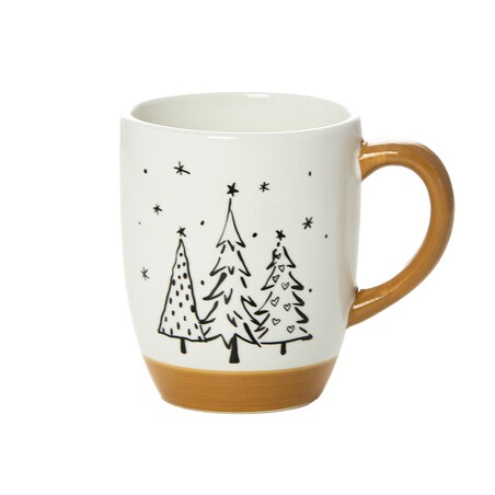 Kubek Świąteczny Ceramiczny Na Prezent 330 Ml Boże Narodzenie Drzewka 3 Choinki