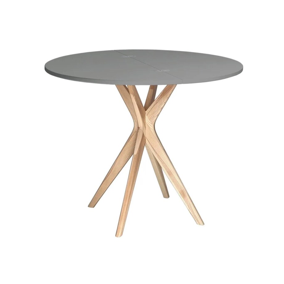 Stół półokrągły CUTTI 90x90 rozkładany ciemny szary/jesion