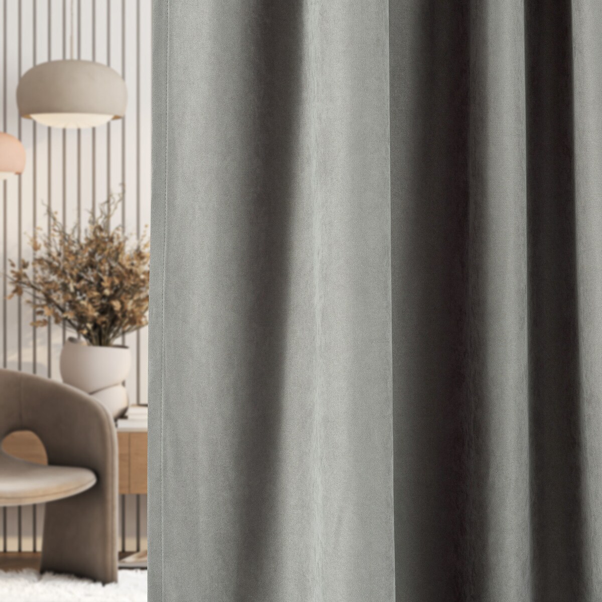 Zasłona na taśmie marszczącej szara aksamitna 140 x 280 cm 1 szt. 140x280 szary