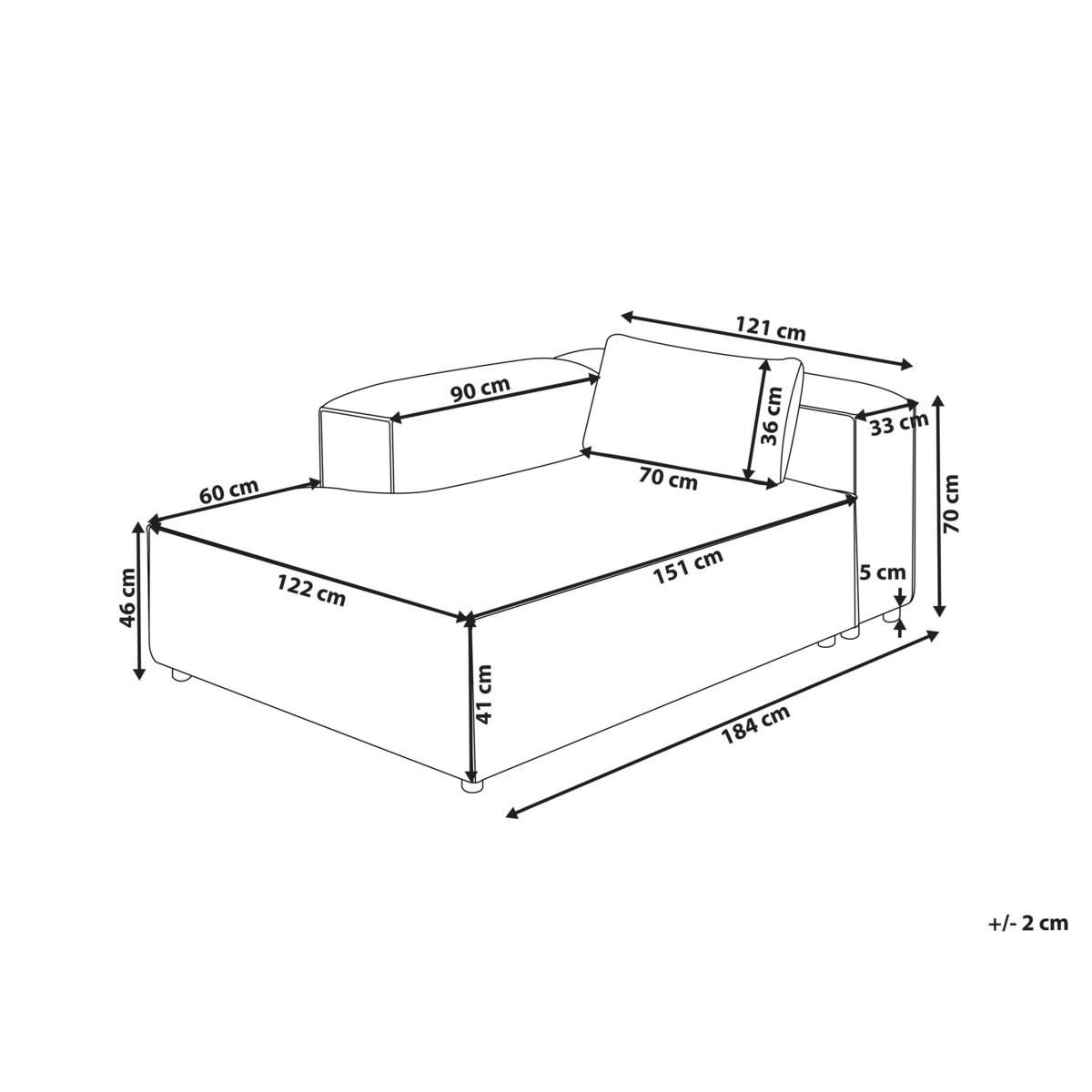 Szezlong prawostronny BRANDE Ekoskóra Złoty brąz