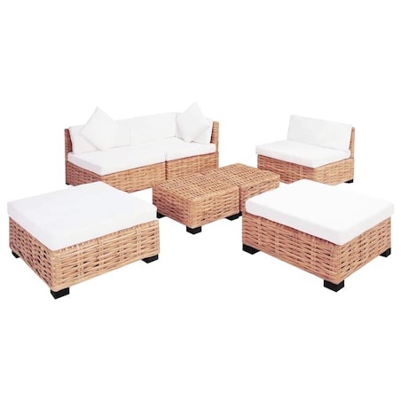 vidaXL Zestaw wypoczynkowy, 18 elementów, naturalny rattan